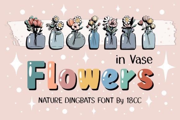 Flowers in Vase Font for Editorial Design